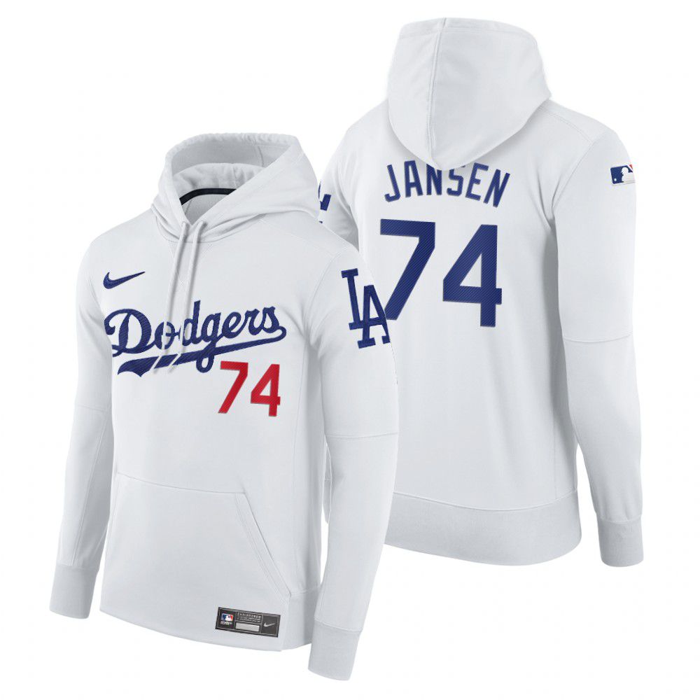 Men Los Angeles Dodgers #74 Jansen white home hoodie 2021 MLB Nike Jerseys